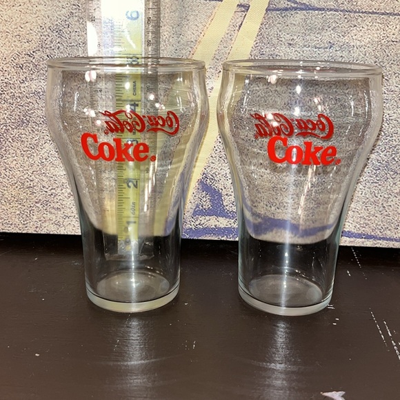 Set of 2 Vintage 12oz COCA COLA Red Letter COKE Drinking Glass - Picture 3 of 3